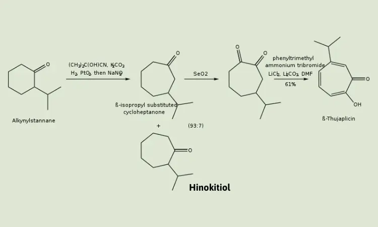 Cấu trúc của hoạt chất hinokitiol