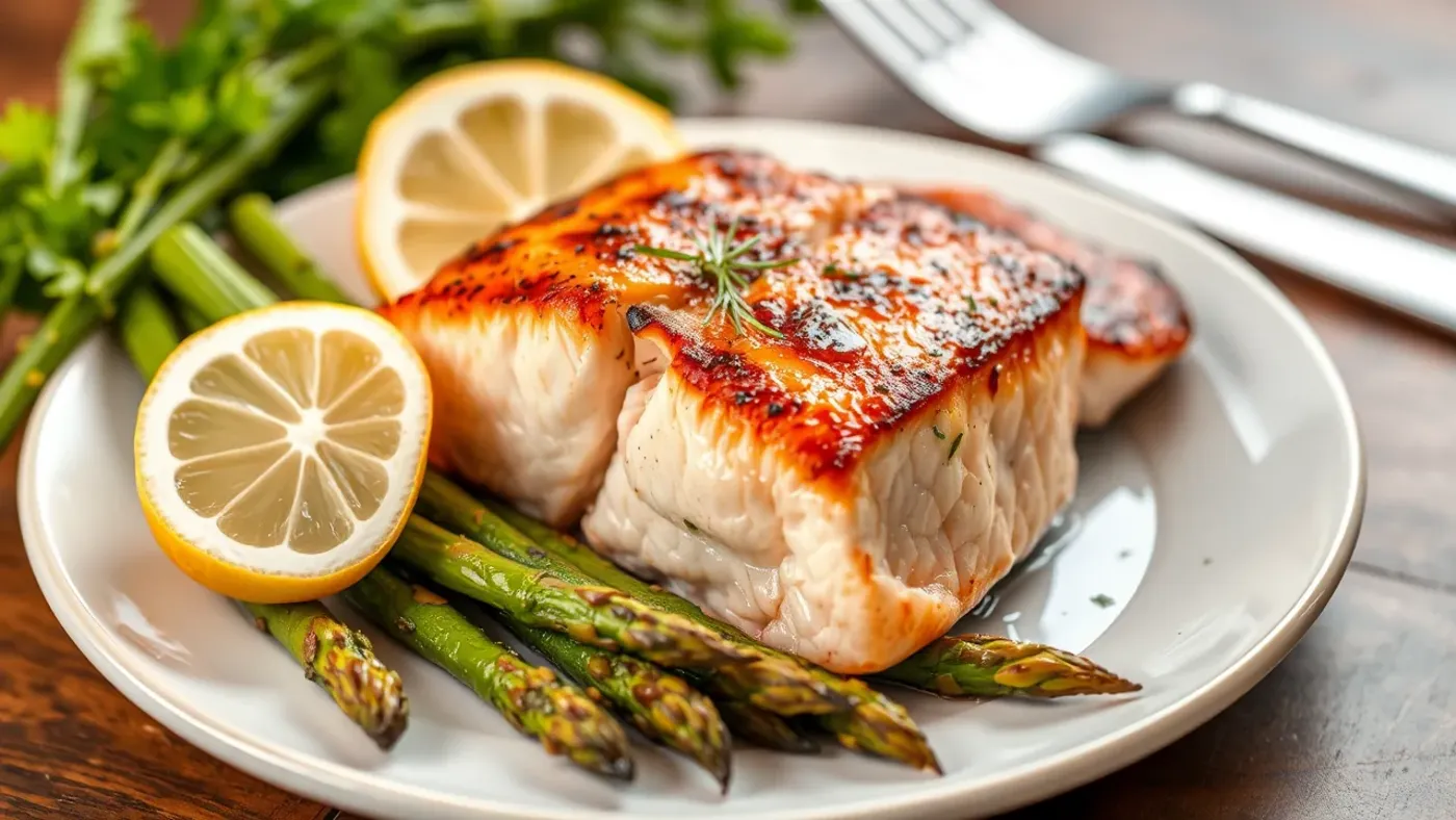 Bữa ăn với cá hồi nướng chứa nhiều omega-3